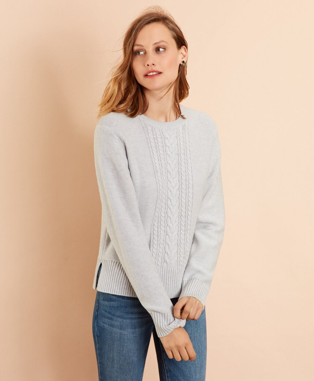 Brooks Brothers Women Wool-Cotton Cable-Knit Sweater