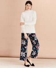 Brooks Brothers Women Stretch Merino Wool Cable-Knit Sweater