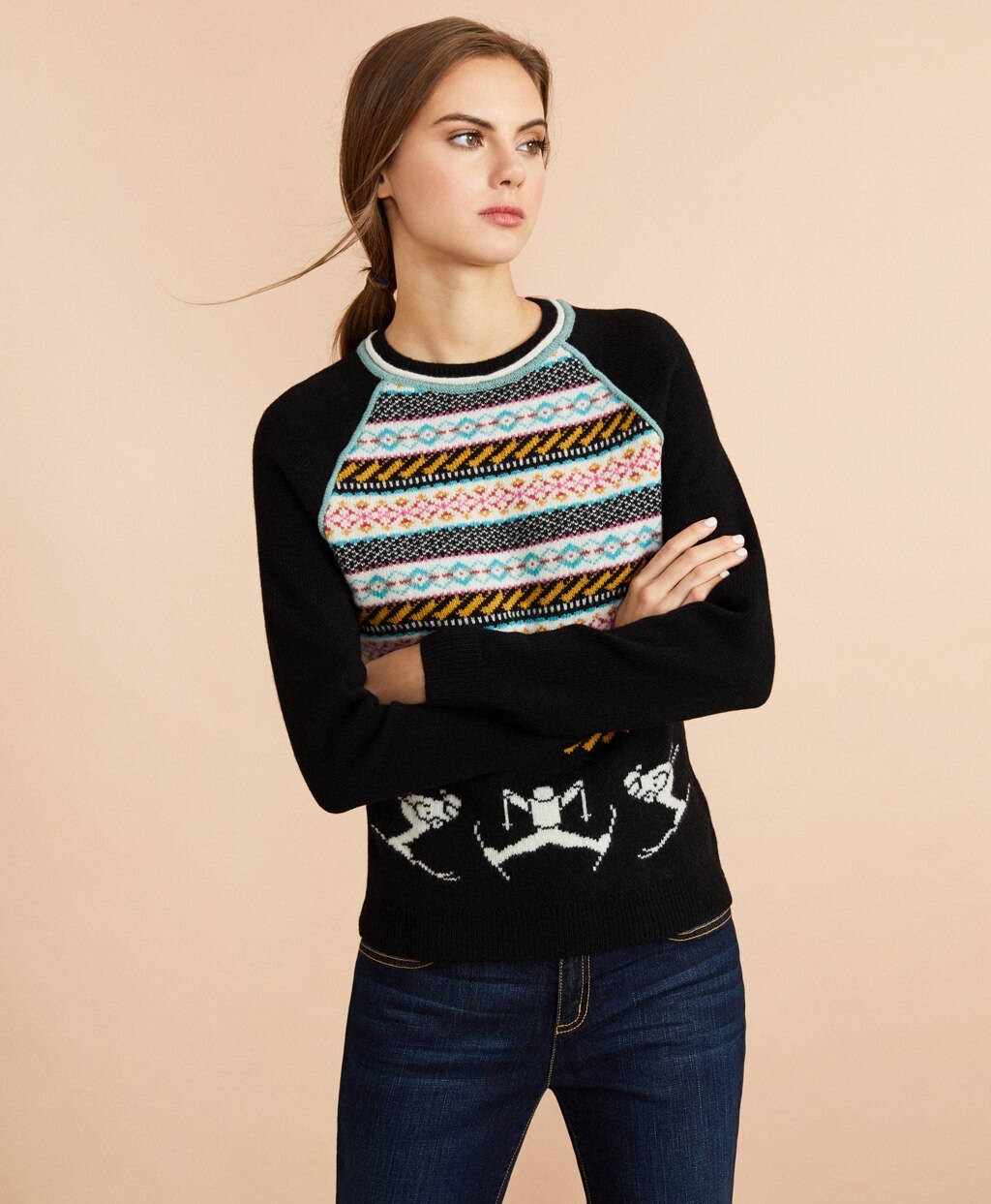 Brooks Brothers Women Stretch Merino Wool Skier Sweater