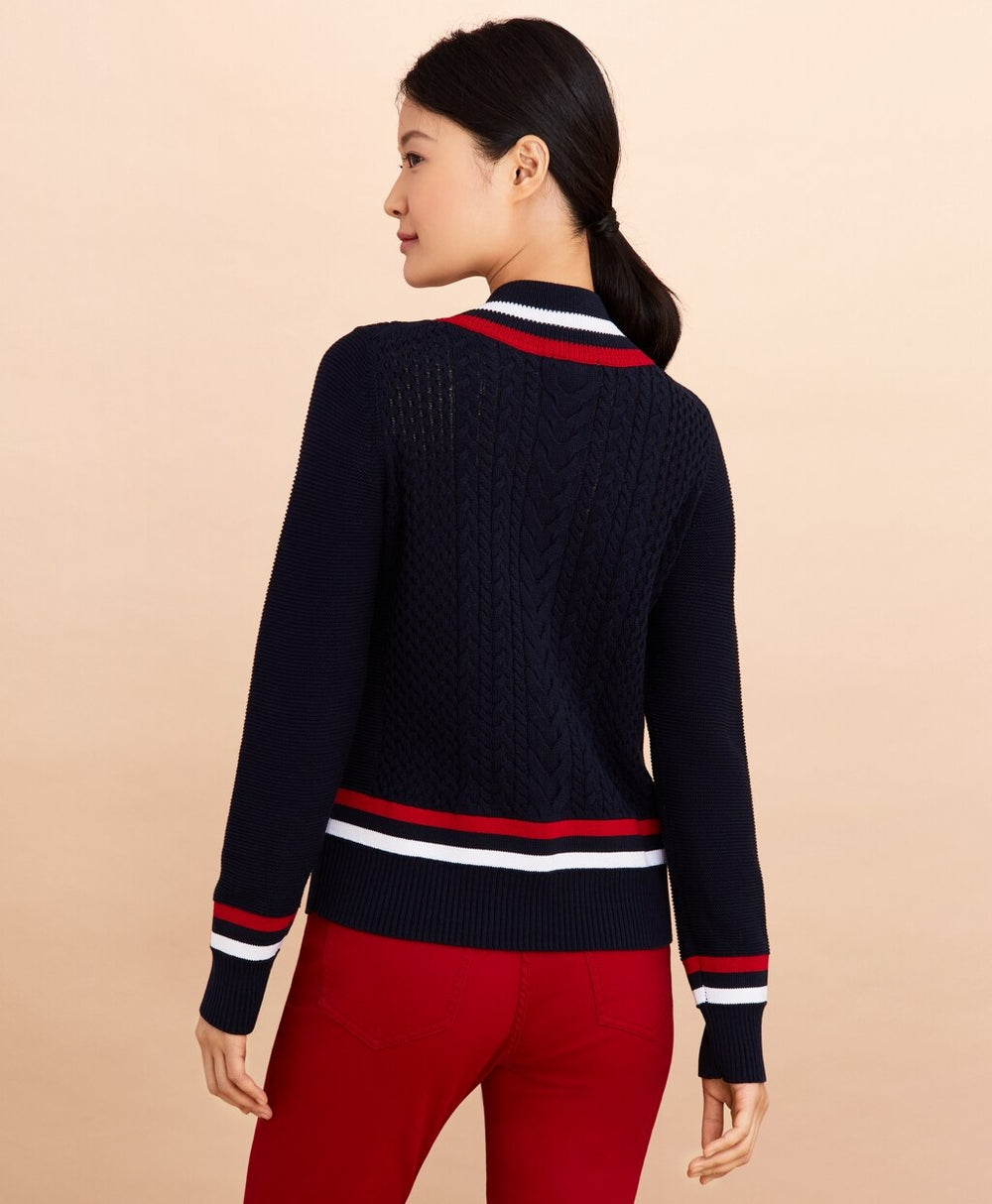 Brooks Brothers Women Logo-Embroidered Cotton Tennis Sweater