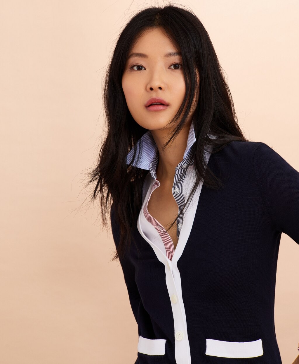 Brooks Brothers Women Contrast-Trim Cotton-Blend Cardigan