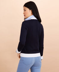 Brooks Brothers Women Contrast-Trim Cotton-Blend Cardigan