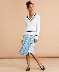 Brooks Brothers Women Logo-Embroidered Cotton Tennis Sweater