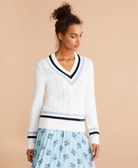 Brooks Brothers Women Logo-Embroidered Cotton Tennis Sweater