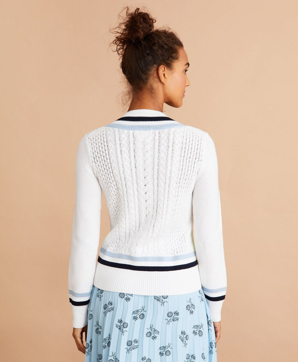 Brooks Brothers Women Logo-Embroidered Cotton Tennis Sweater