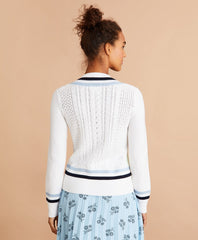 Brooks Brothers Women Logo-Embroidered Cotton Tennis Sweater