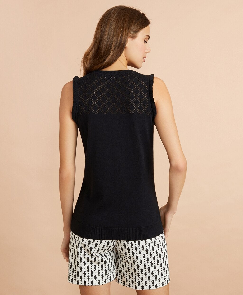 Brooks Brothers Women Cotton Pointelle-Yoke Tank