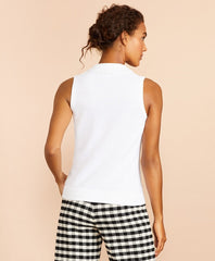 Brooks Brothers Women Crochet Lace-Trimmed Cotton Sleeveless Polo