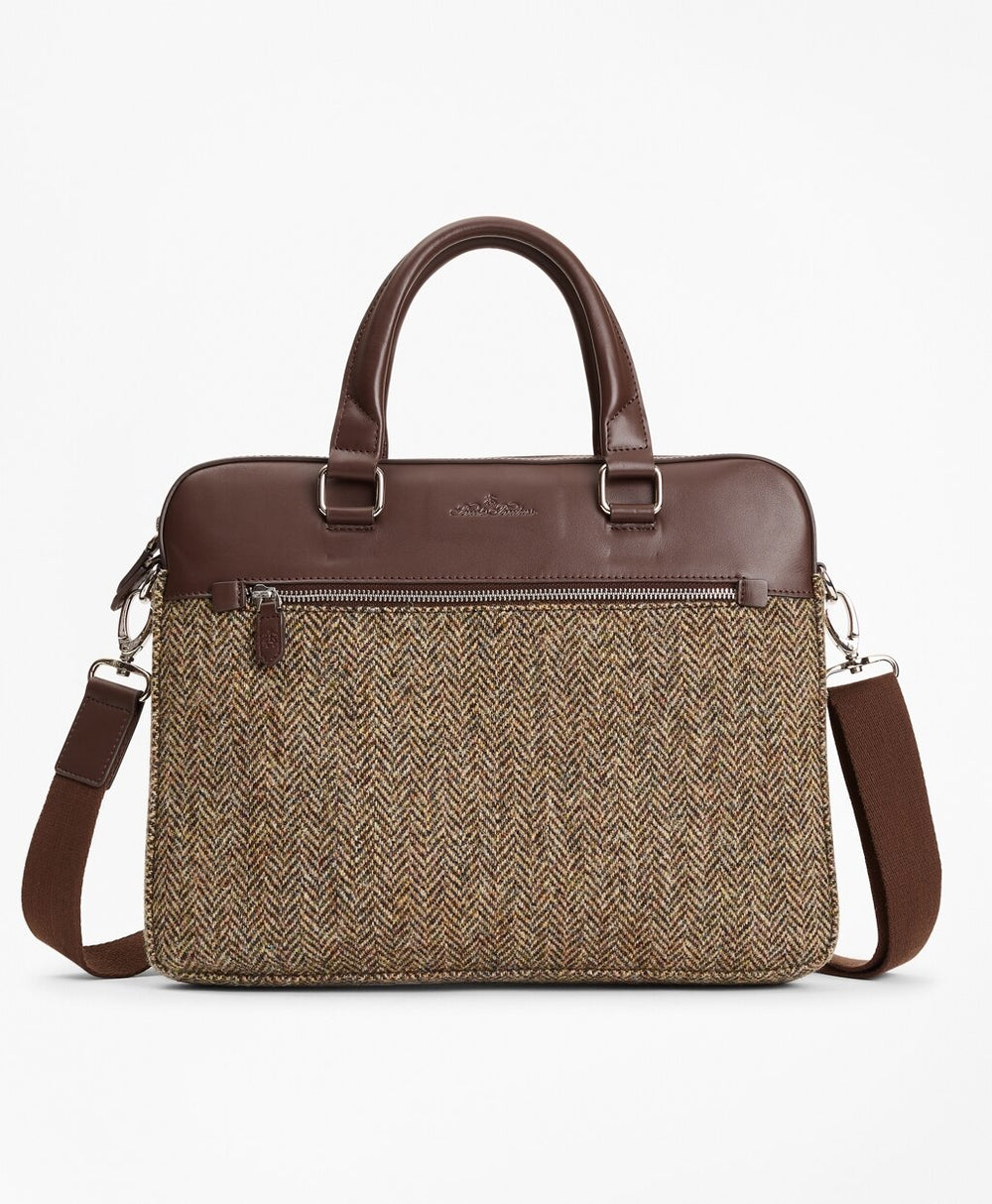 Brooks Brothers Men Wool Herringbone Briefcase