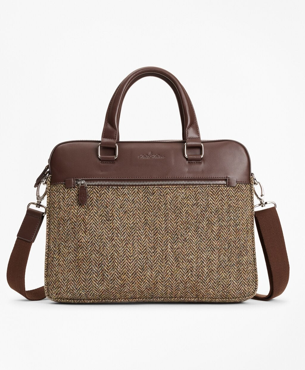 Brooks Brothers Men Wool Herringbone Briefcase