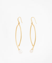 Brooks Brothers Women Freshwater Pearl Gold-Plated  Long Drop Earrings