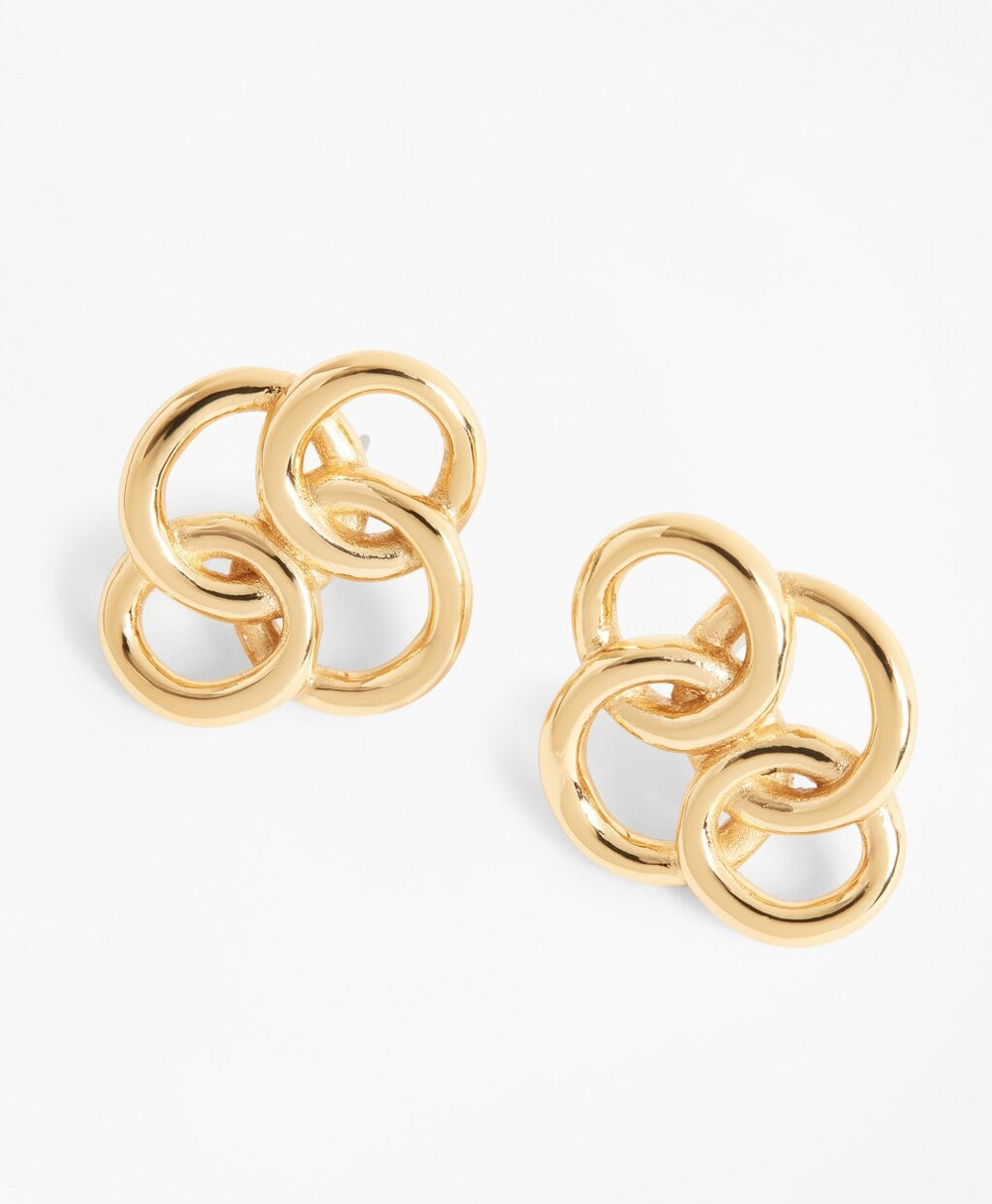 Brooks Brothers Women Gold-Plated Interlocking Ring Stud Earrings