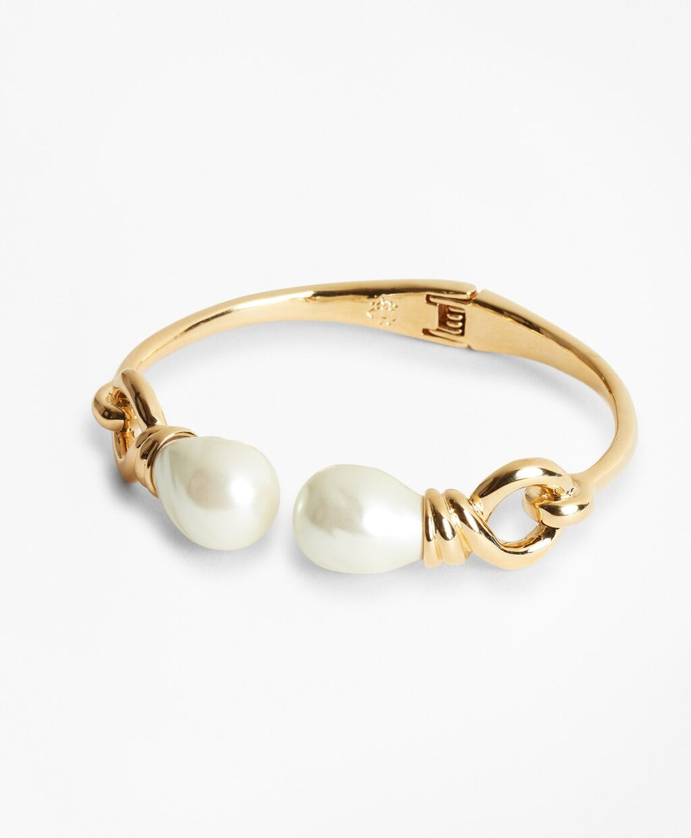 Brooks Brothers Women Baroque Glass Pearl Cuff Bracelet