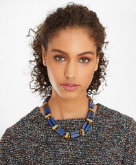 Brooks Brothers Women Lapis Lazuli and Tiger's Eye Necklace