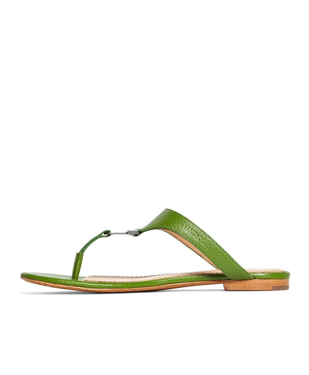 Brooks Brothers Women Tumbled Calfskin Thong Sandals