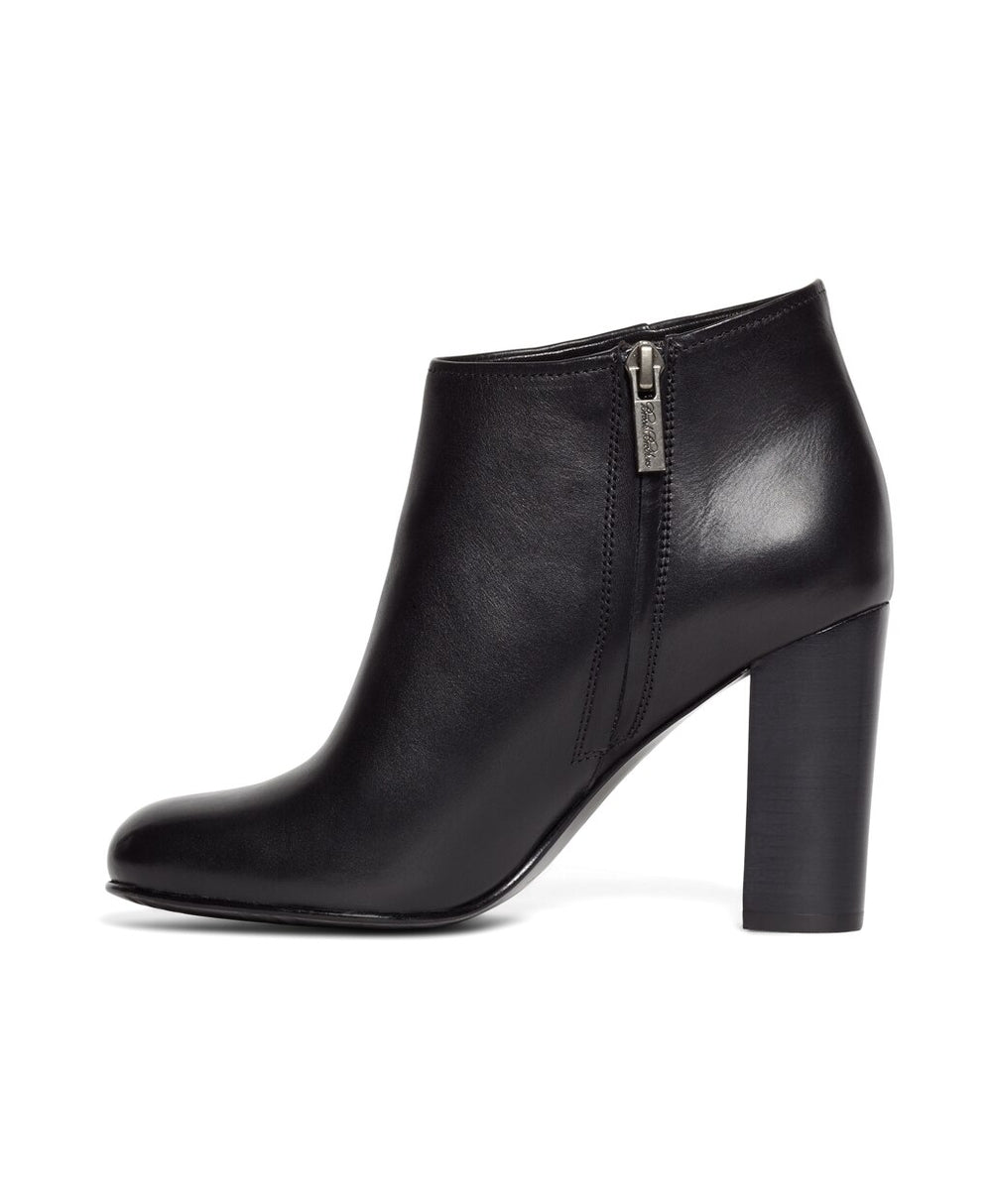 Brooks Brothers Women Short Leather Stacked Heel Booties