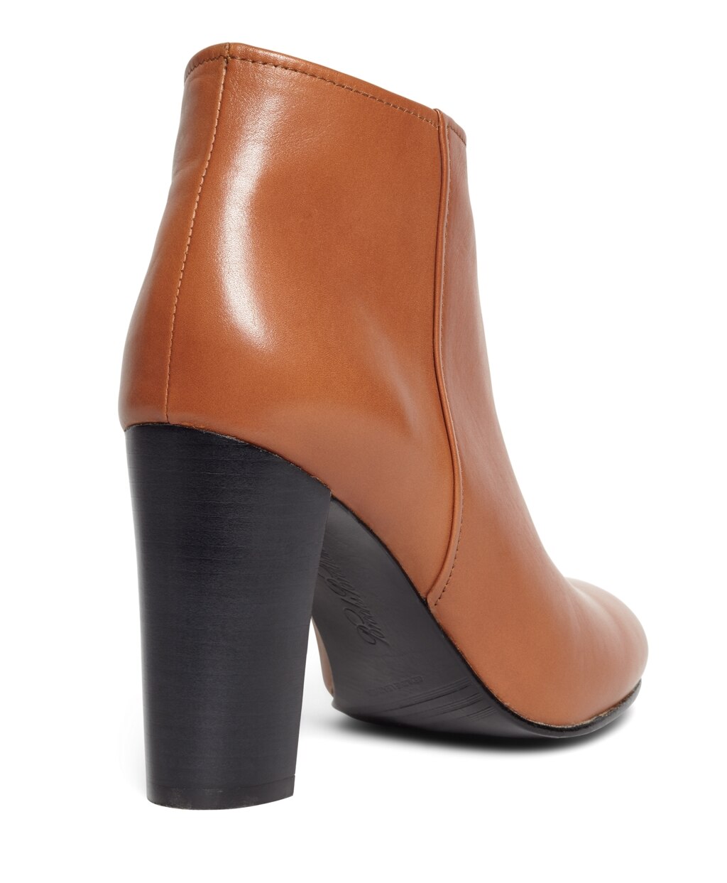 Brooks Brothers Women Short Leather Stacked Heel Booties