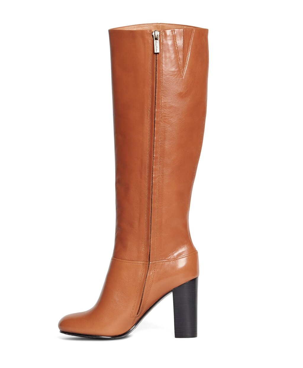 Brooks Brothers Women Tall Leather Stacked Heel Boots