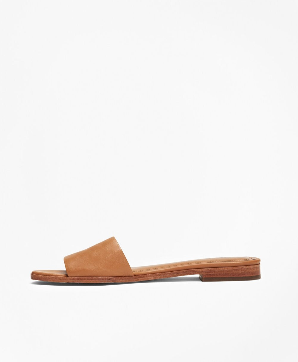 Brooks Brothers Women Leather Slide Sandals