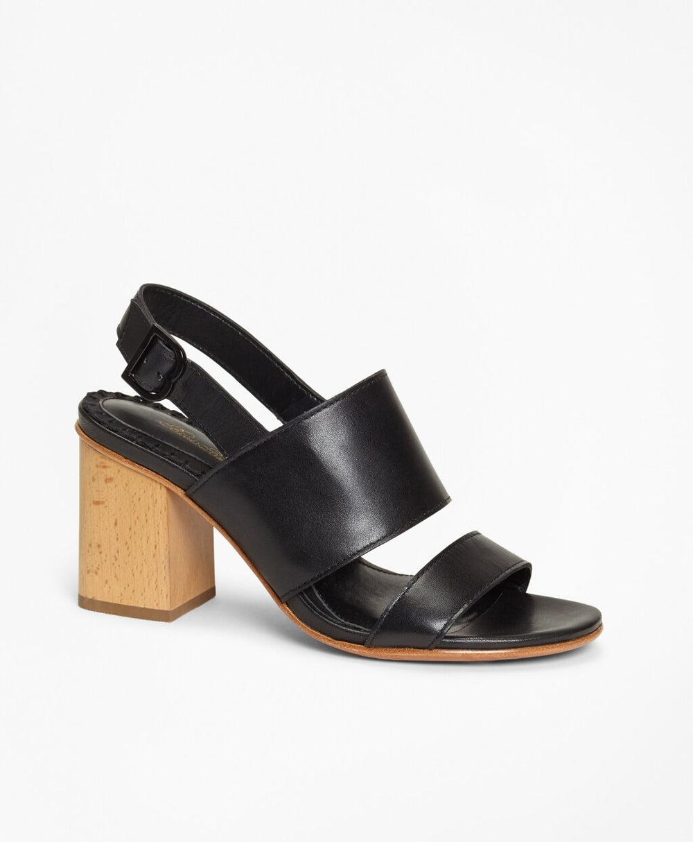 Brooks Brothers Women Leather Block-Heel Sandals