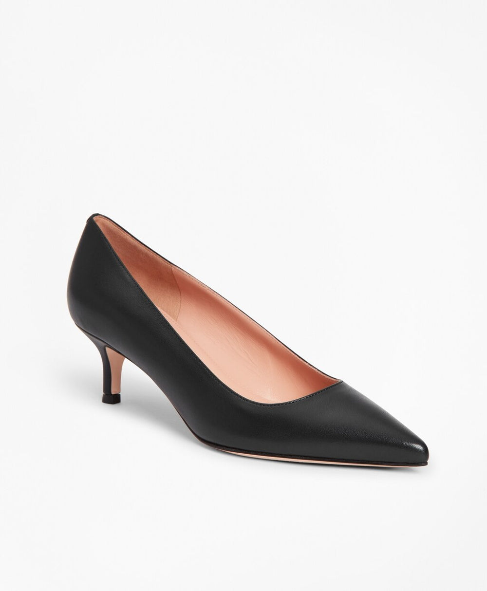Brooks Brothers Women Leather Point-Toe Kitten Heels