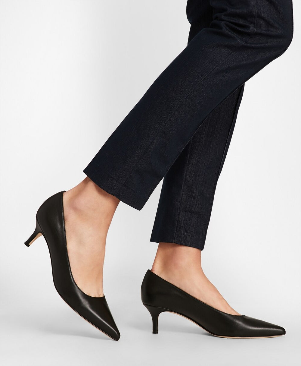 Brooks Brothers Women Leather Point-Toe Kitten Heels