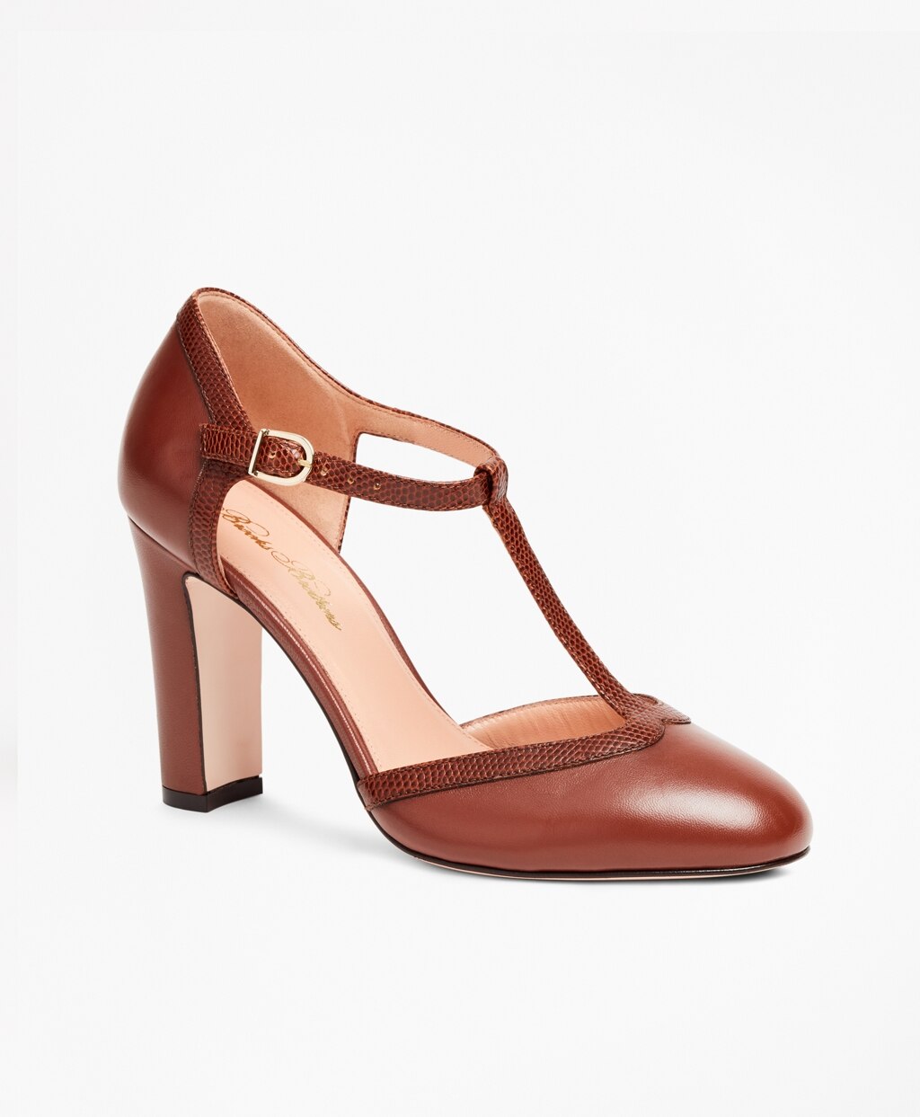 Brooks Brothers Women Leather T-Strap Pumps