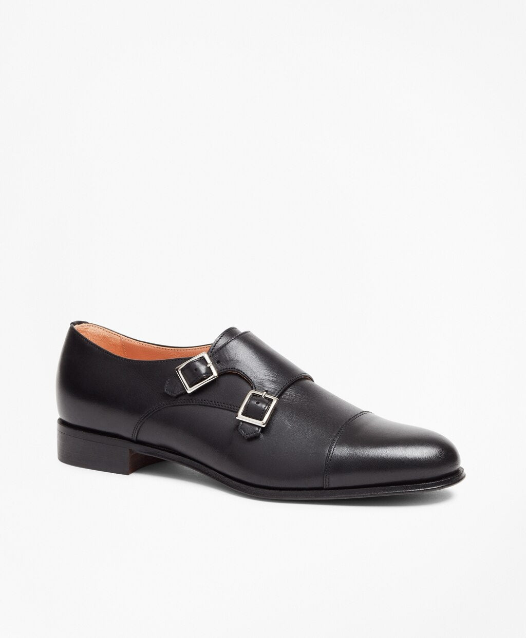 Brooks Brothers Women Leather Cap-Toe Monk Straps