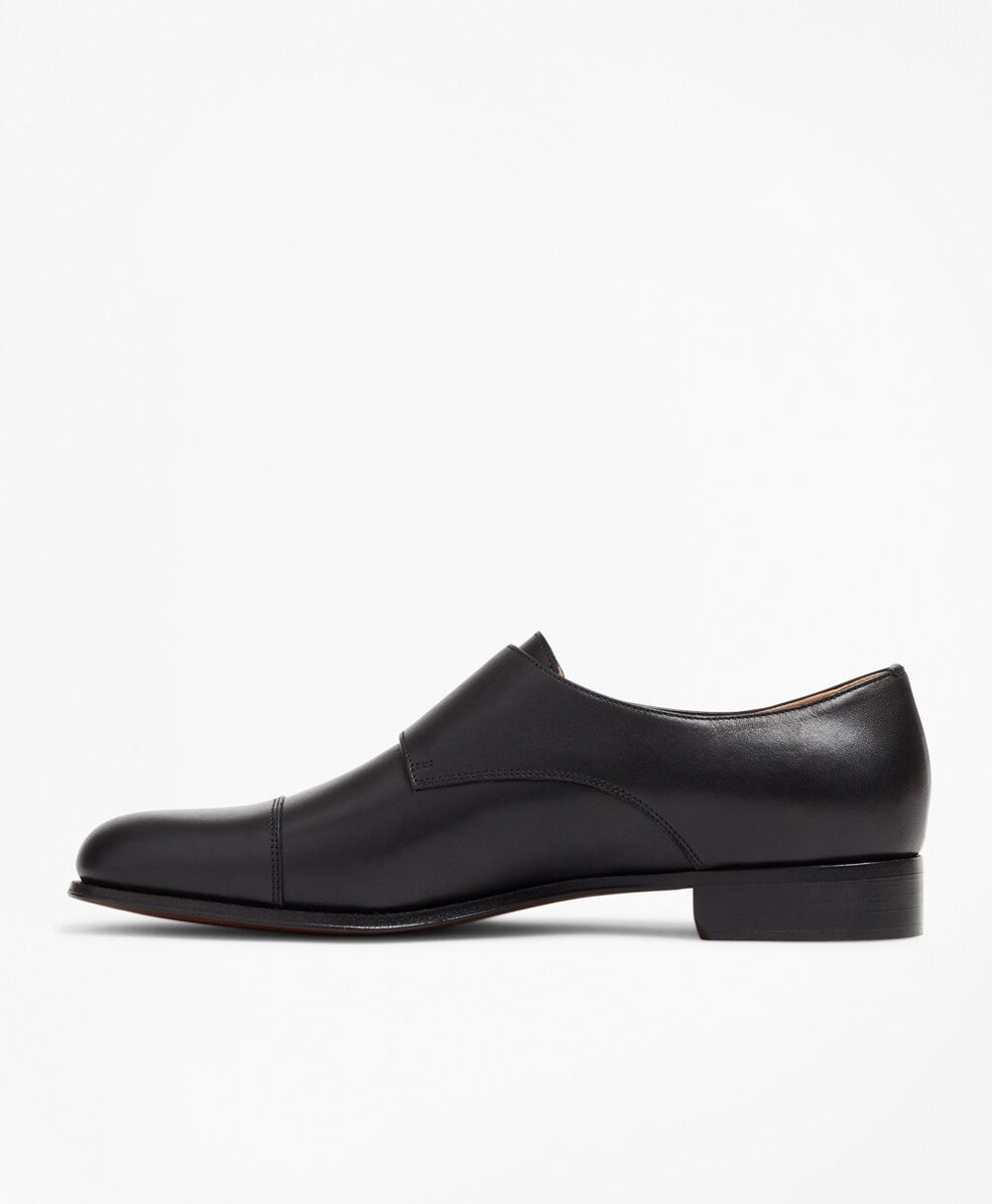 Brooks Brothers Women Leather Cap-Toe Monk Straps