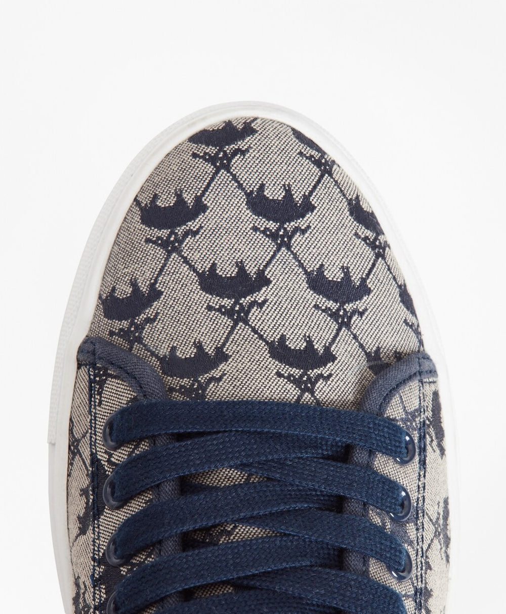Brooks Brothers Women Leather-Trimmed Logo Jacquard Sneakers