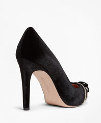 Brooks Brothers Women Rhinestone-Trimmed Velvet Point-Toe Pumps