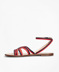 Brooks Brothers Women Braided Leather Slide Sandals
