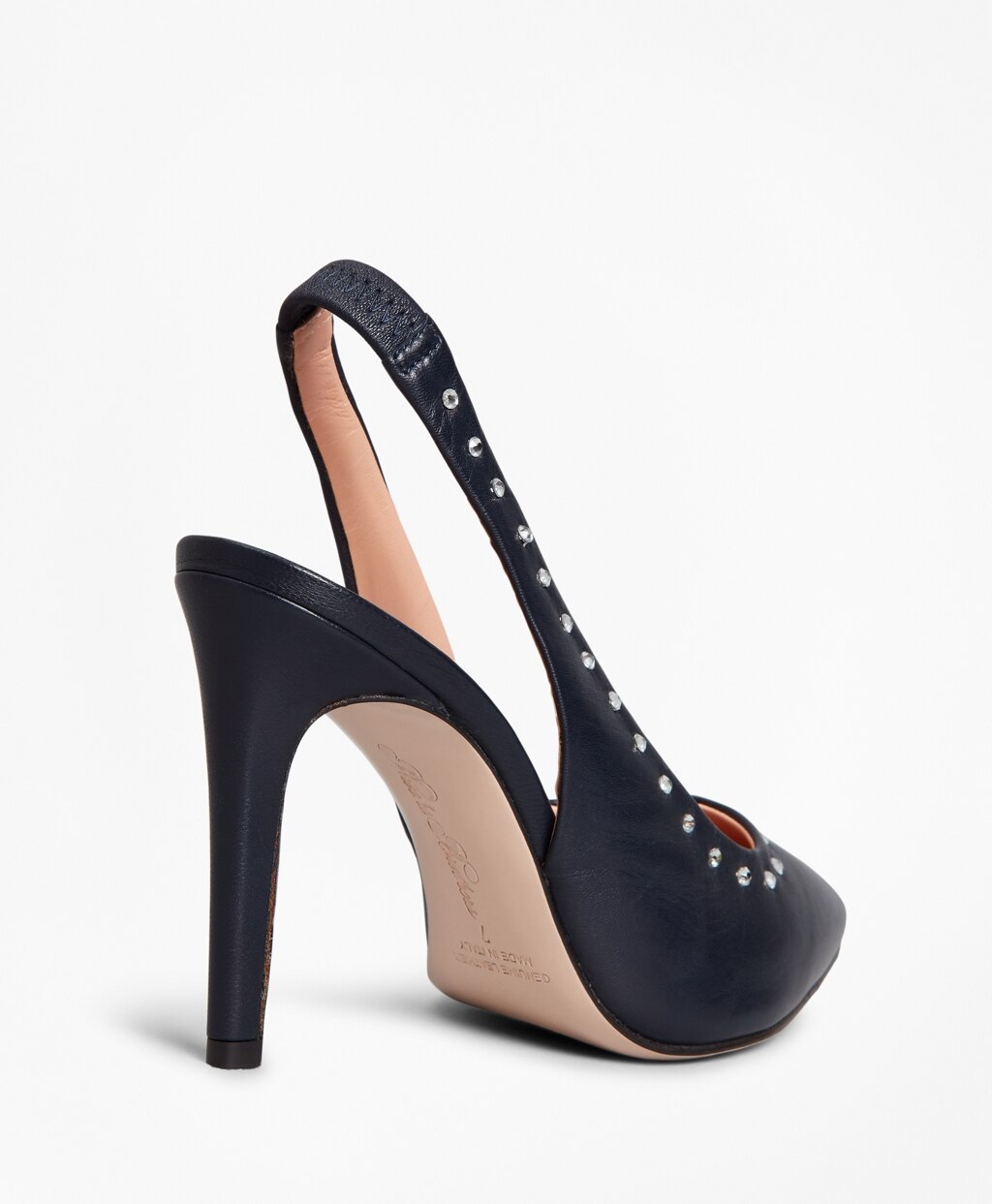 Brooks Brothers Women Rhinestone-Studded Leather Slingback Pumps