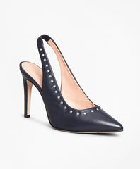Brooks Brothers Women Rhinestone-Studded Leather Slingback Pumps