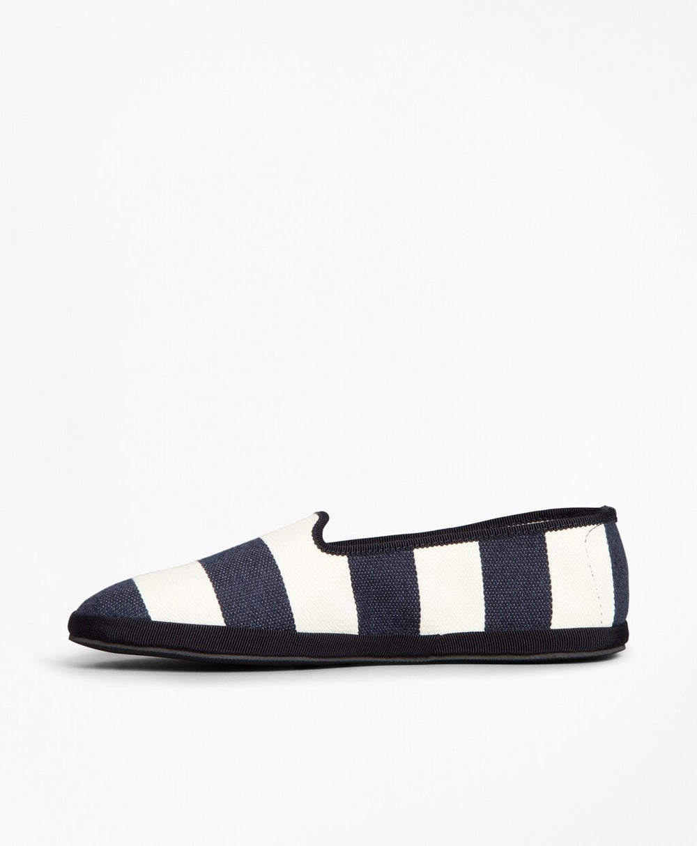 Brooks Brothers Women Striped Canvas Flats