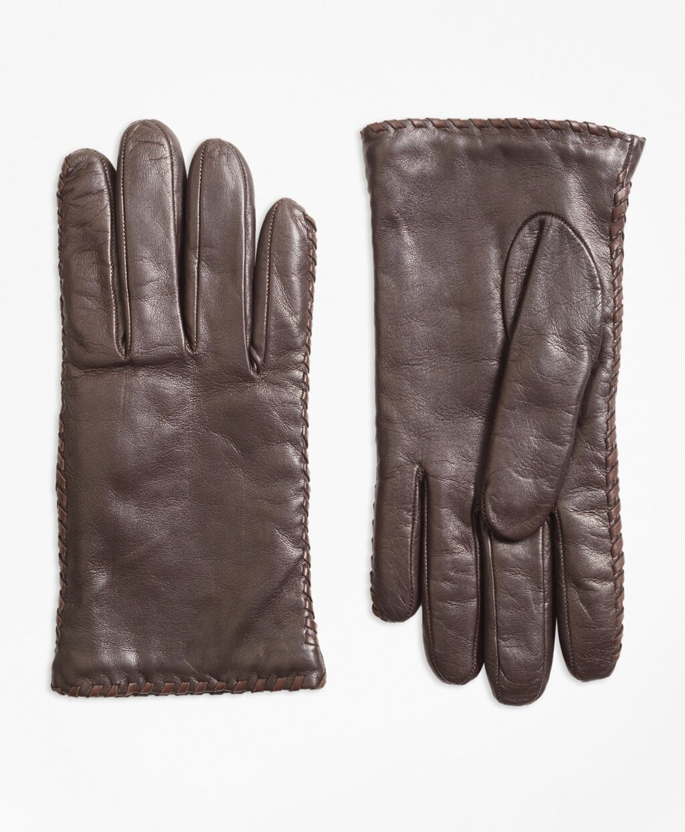 Brooks Brothers Women Whipstitched Cashmere-Lined Leather Gloves