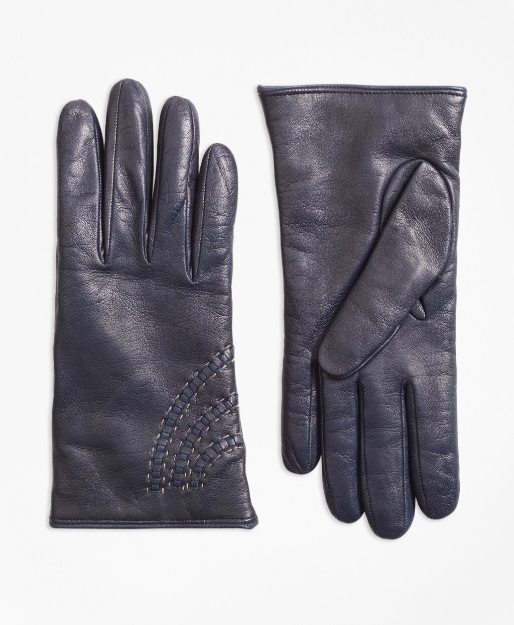 Brooks Brothers Women Topstitched Cashmere-Lined Leather Gloves