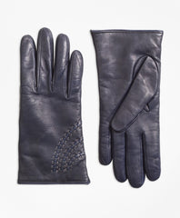 Brooks Brothers Women Topstitched Cashmere-Lined Leather Gloves