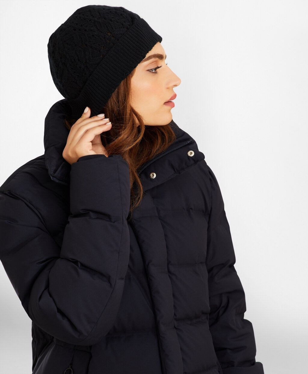 Brooks Brothers Women Pointelle Cable-Knit Cashmere Hat