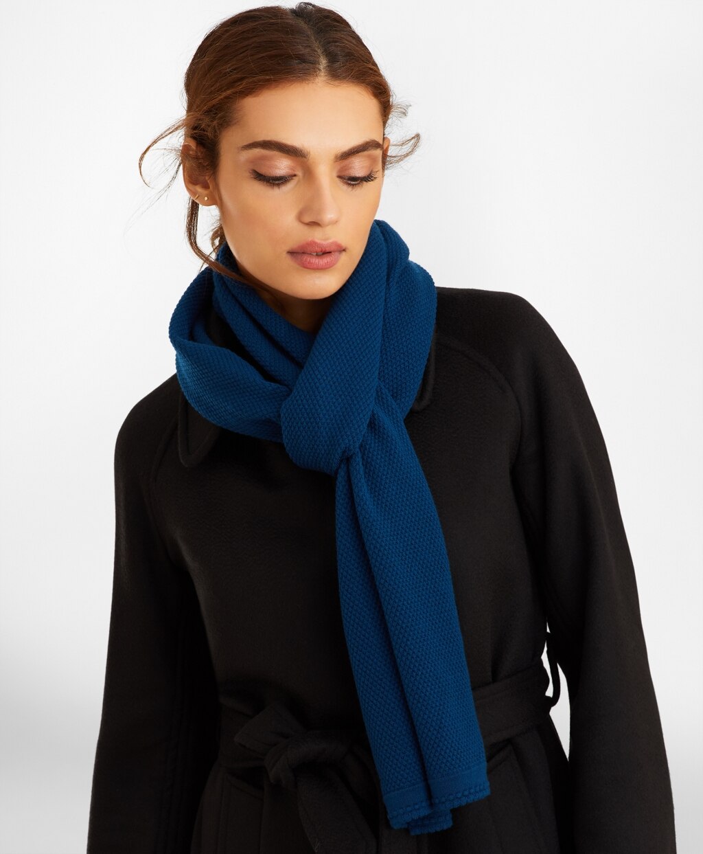 Brooks Brothers Women Waffle-Knit Merino Wool Scarf