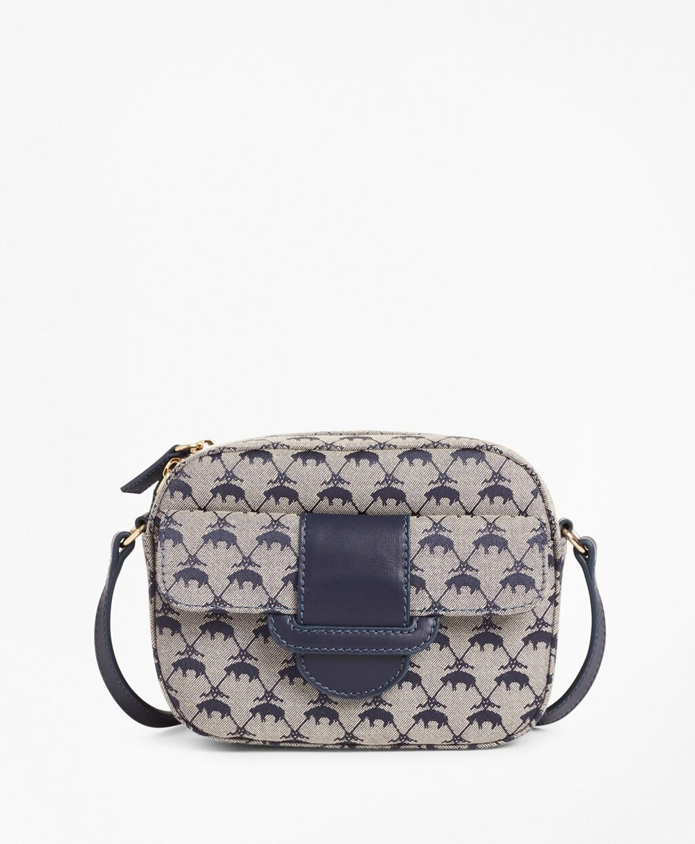 Brooks Brothers Women Leather-Trimmed Logo Jacquard  Crossbody Bag