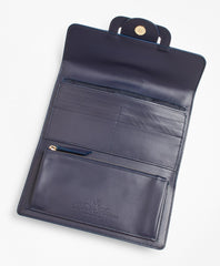 Brooks Brothers Women Leather-Trimmed Logo Jacquard Envelope-Flap Wallet