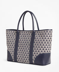 Brooks Brothers Women Leather-Trimmed Logo Jacquard Tote Bag