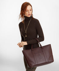 Brooks Brothers Women Logo-Embellished Leather Tote Bag