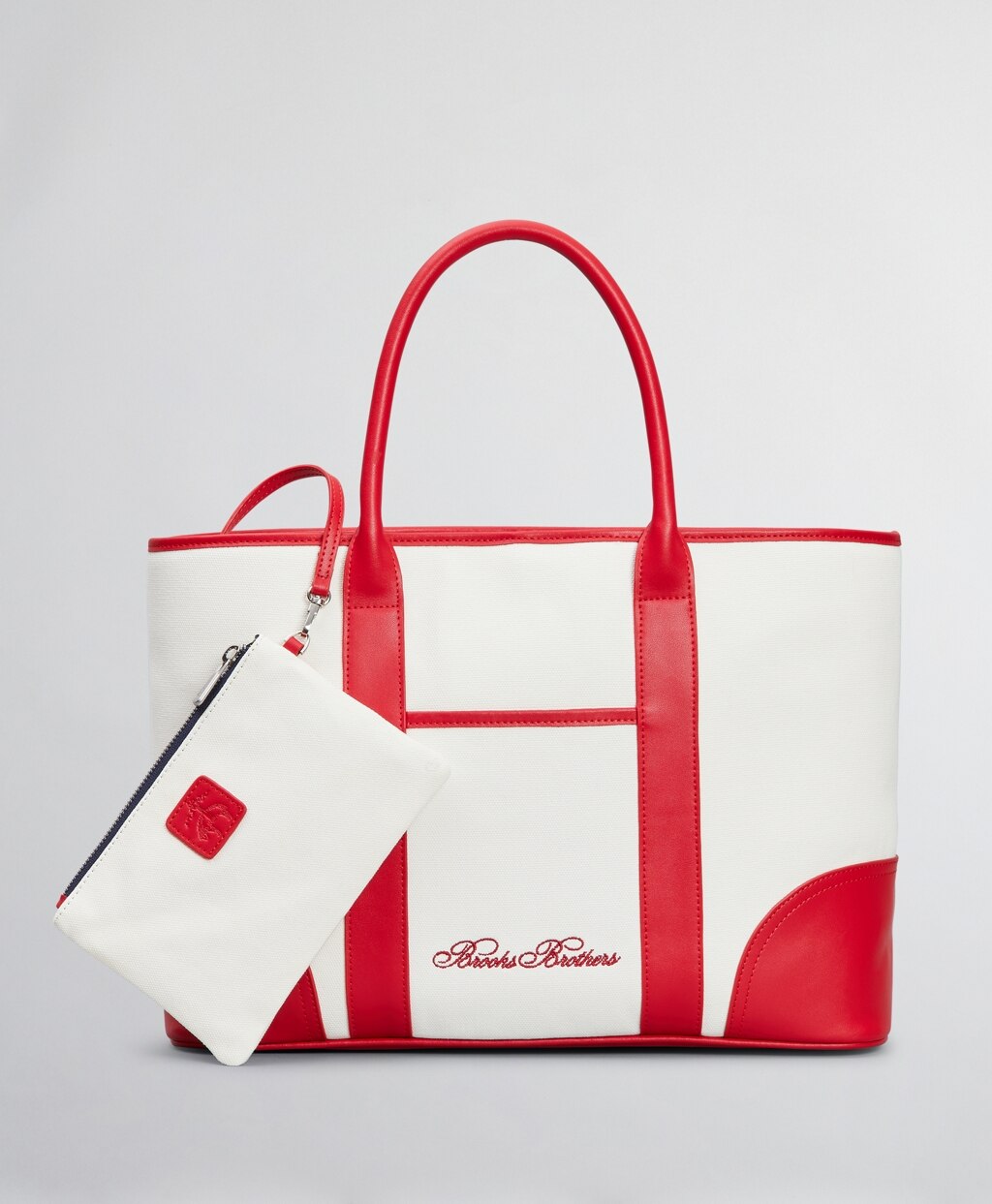 Brooks Brothers Women Leather-Trimmed Canvas Tote Bag