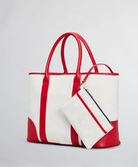 Brooks Brothers Women Leather-Trimmed Canvas Tote Bag