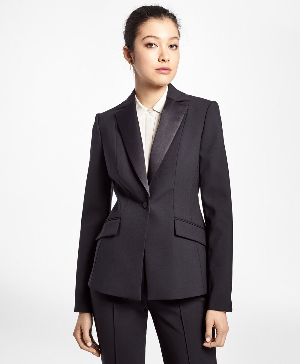 Brooks Brothers Women Single-Breasted Stretch Wool Tuxedo Jacket