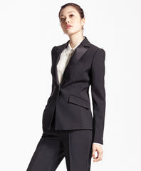 Brooks Brothers Women Single-Breasted Stretch Wool Tuxedo Jacket