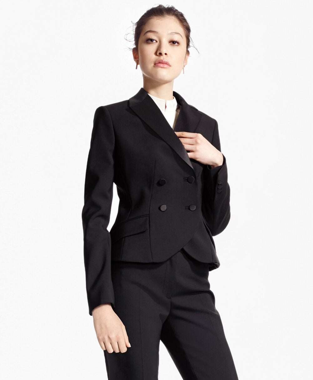 Brooks Brothers Women Double-Breasted Stretch Wool Tuxedo Jacket