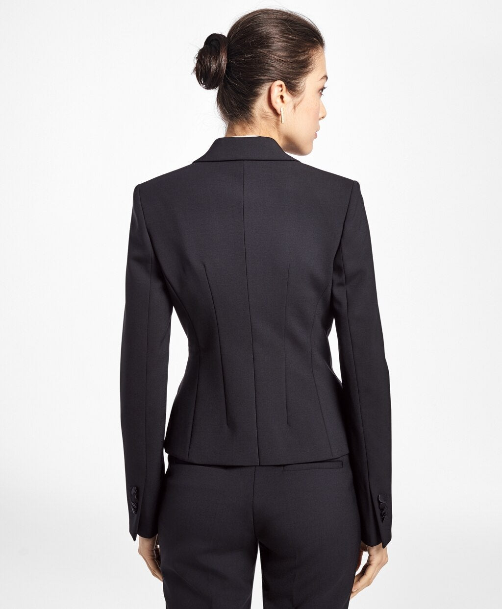 Brooks Brothers Women Double-Breasted Stretch Wool Tuxedo Jacket